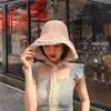 Dame Summer Princess Straw Lace Strap Sun Cap Bøttehatt