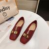 Fashion Retro square toe women's shoes large size soft bottom flat shoes spring and summer work shoes 2024