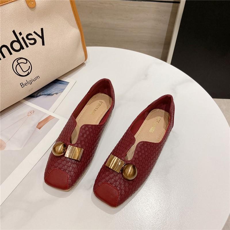 Fashion Retro square toe women's shoes large size soft bottom flat shoes spring and summer work shoes 2024
