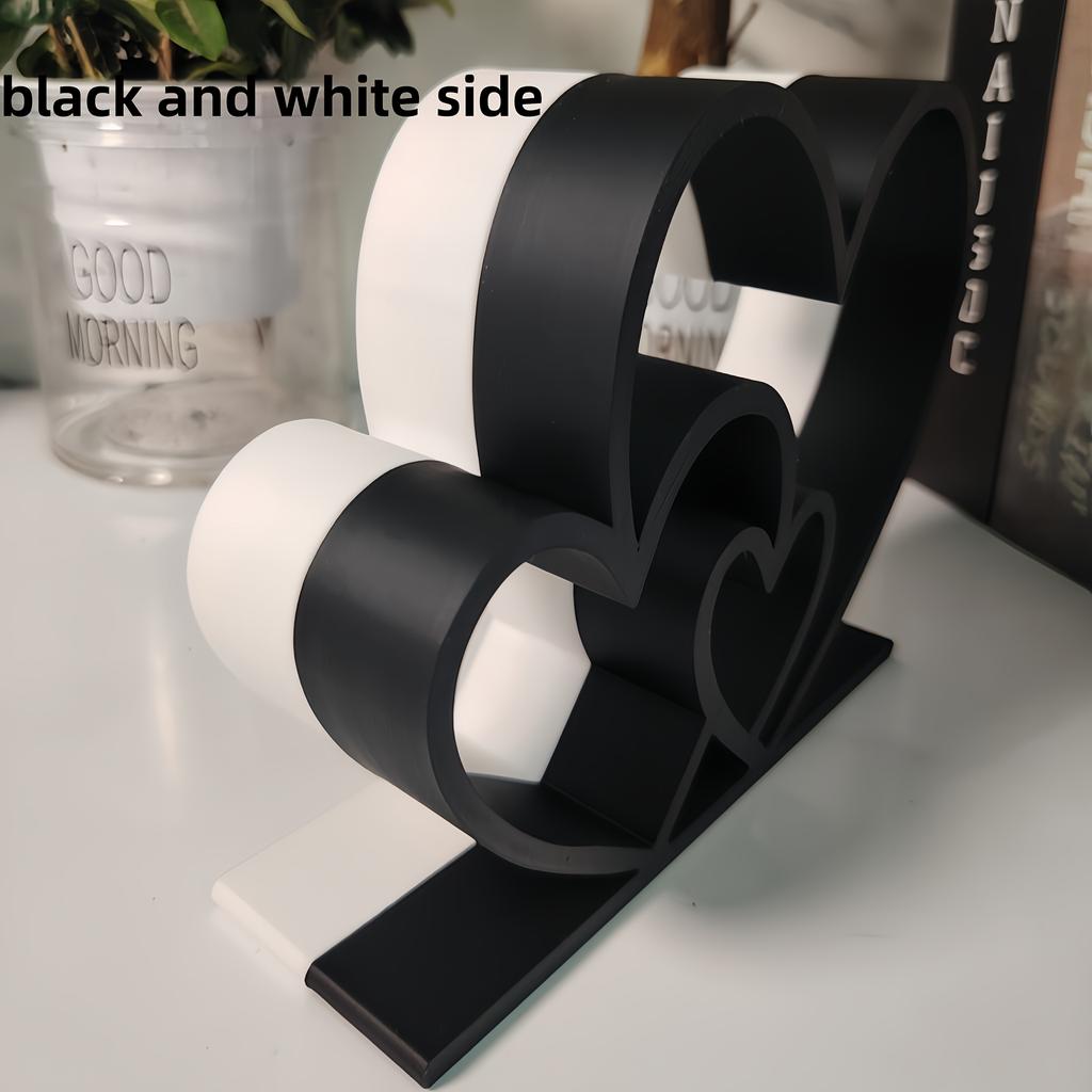 2pcs Romantic Couple Statues - Minimalist Heart-Shaped Matching Figures, Plastic Love Sculptures Suitable for Home Decor, Wedding, Anniversary Gifts