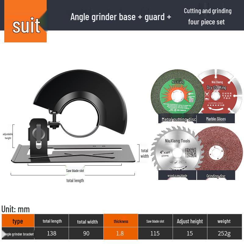 Waterproof Dustproof Angle Grinder Protective Cover and Grooving Base Set