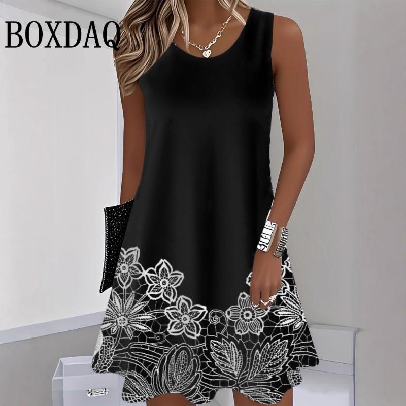2026 New Fashion Pattern 3D Printing Women'S Dresses For Summer Tank Beach Holiday Hawaii Sleeveless Loose Dress Casual Sundress