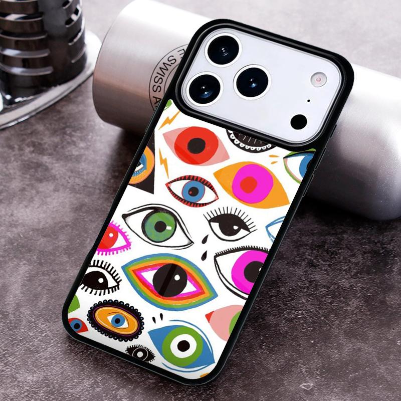 Eyes Pattern Phone Case for iPhone 17 16 15 Pro Max Air 14 13 12 11 Plus Shockproof Cover