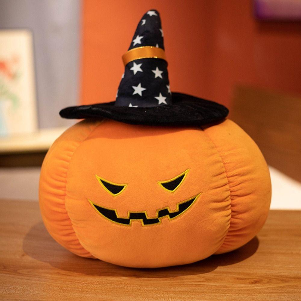 PP Cotton Halloween Plush Toy Wearing Hat Halloween Pumpkin Throw Pillow  Home Decoration