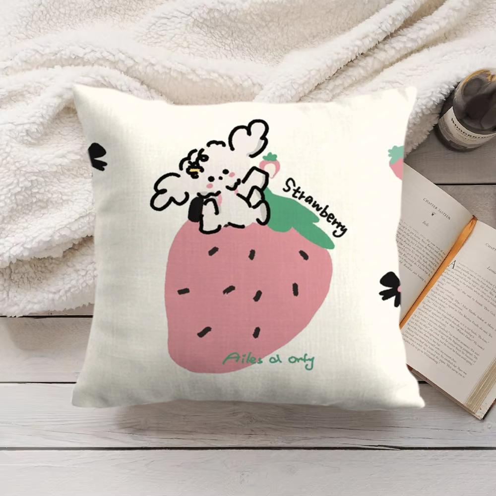 Cartoon Puppy Cushion Cover Short Plush Double-Sided Printing Home Machine Washable In Warm Winter Pillow Cover