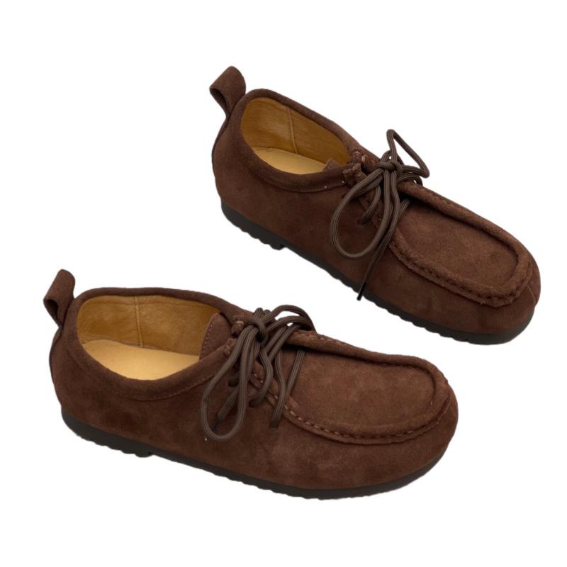 New Retro and Simple Flat Bean Shoes, Soft Leather Single Shoes