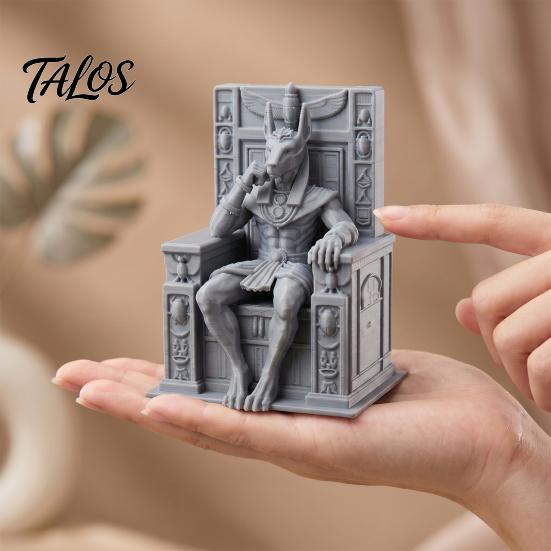 Stable Base Mini Figurine Anubis Sitting On Throne Statue, Palm-Sized 3D Printed Palm-sized Jackal Statue Ornament, Ancient Egyptian Style Sculpture