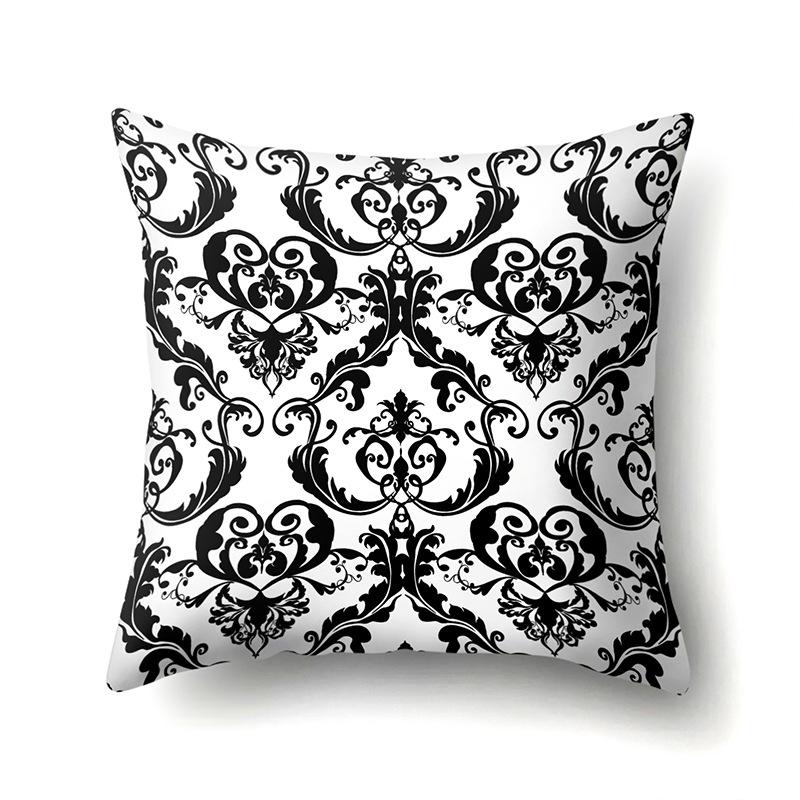 Polyester Pillowcase Black and White Printed Pillowcase Waist Cushion Cover Geometric Cushion Head Cushion Cover
