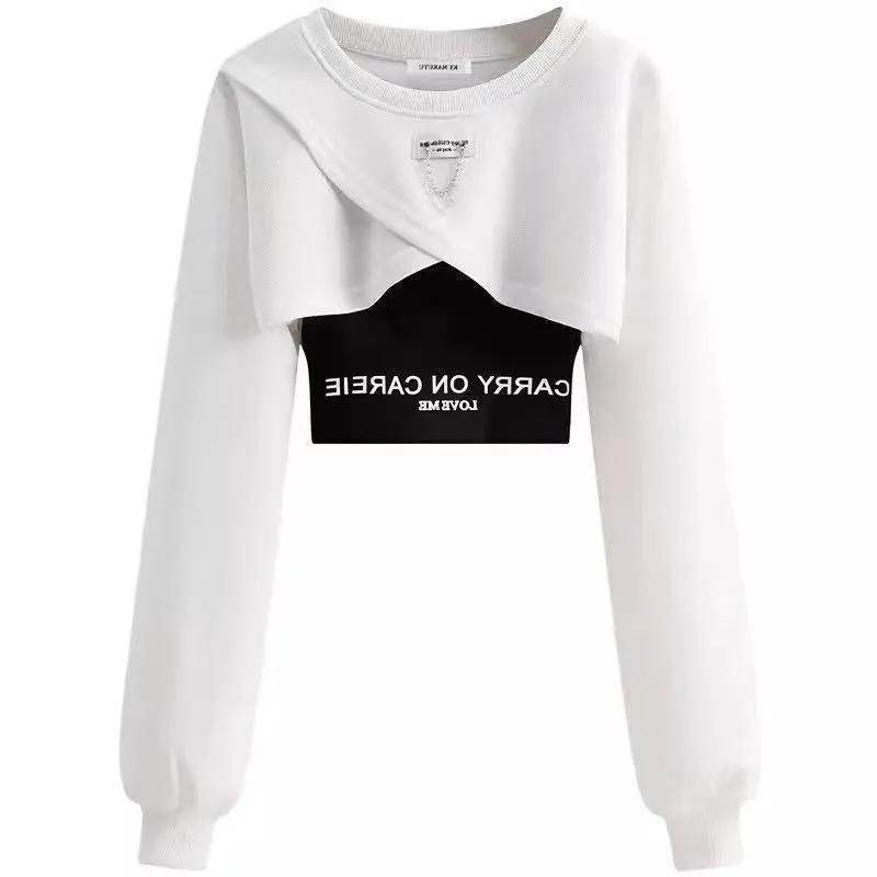 Damenmode Frühling Herbst Dreiteiliges Set Koreanischer Herbst Langarm T-Shirt Lässiges Sportbekleidungsset für Damen