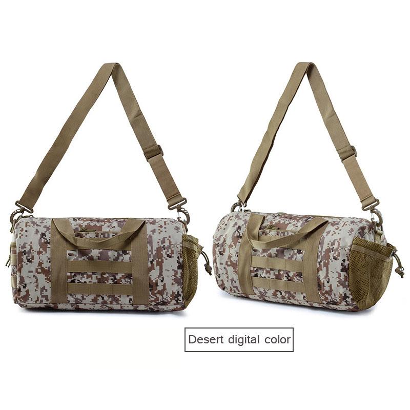 Outdoor Round Camouflage Backpack Military Hiking Bag Sports Attack Tactical Cylindrical Shoulder Bag High Capacity Handbag