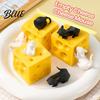 Soft Squeeze Toy 1/2/3/4Pcs Hollow Cheese with Black White Mouse Stress Relief Block Fidget Relaxation Ball Simulated Sensory