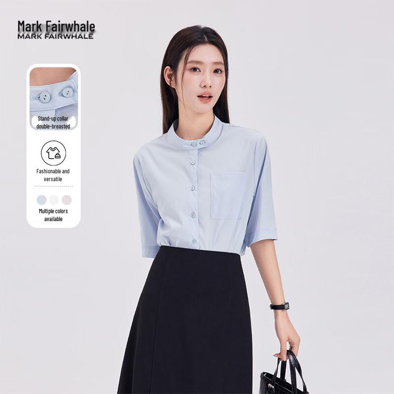 MARK FAIRWHALE Women s Short Sleeve Professional Commute Shirt L