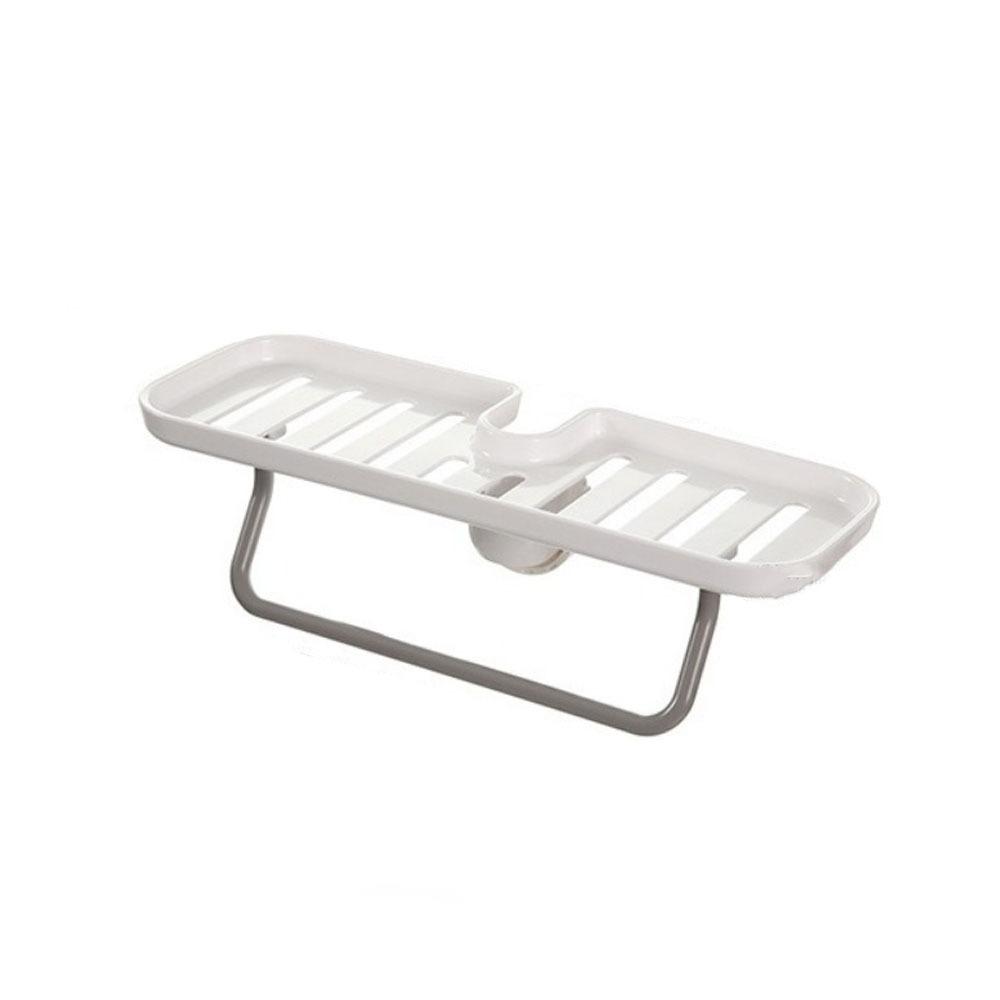 

Space Saving Faucet Sponge Holder Plastic Dish Sponge Holder Kitchen Storage Shelf for Home белый