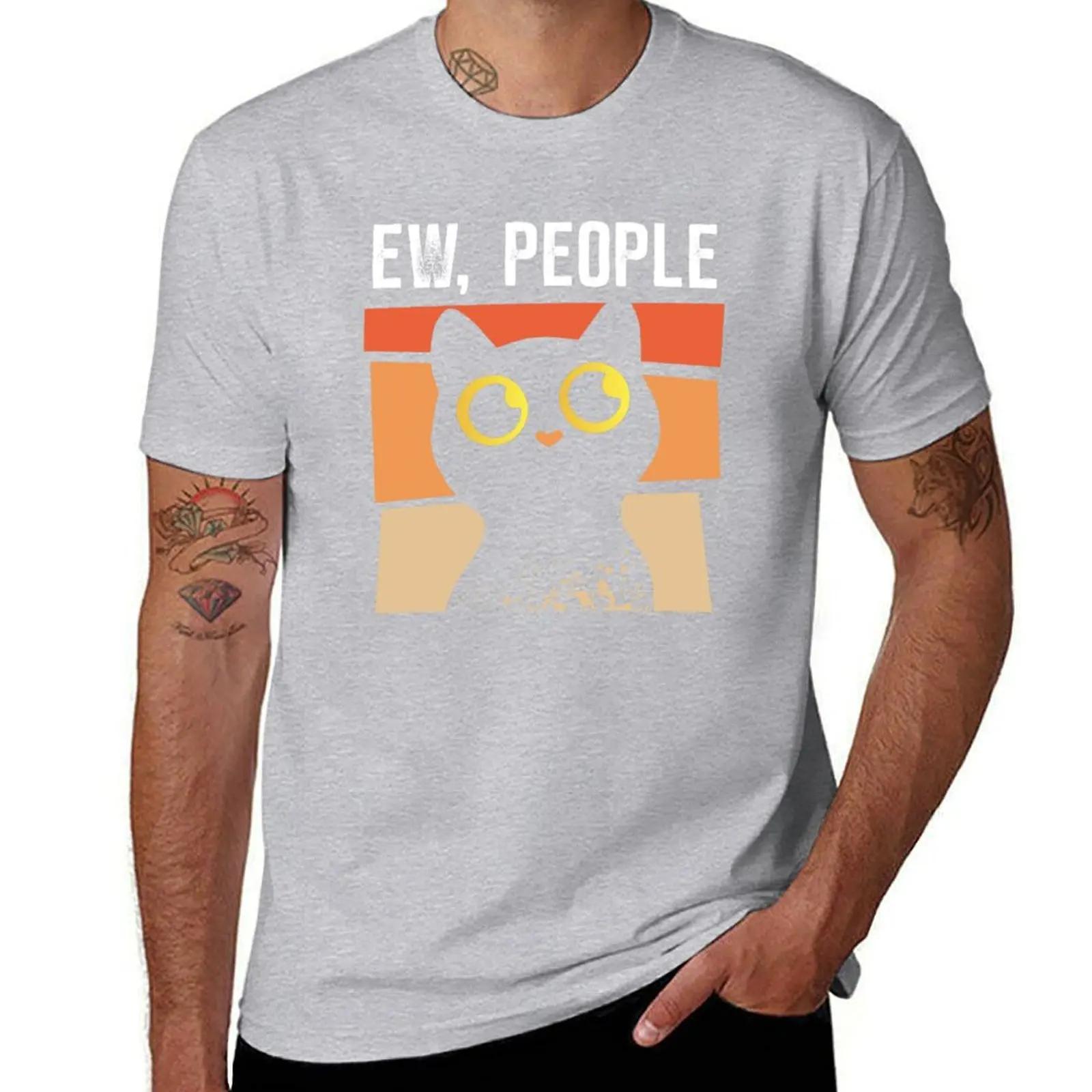 

Ew People Cat hates people TShirt summer clothes summer tops mens graphic tshirts anime S