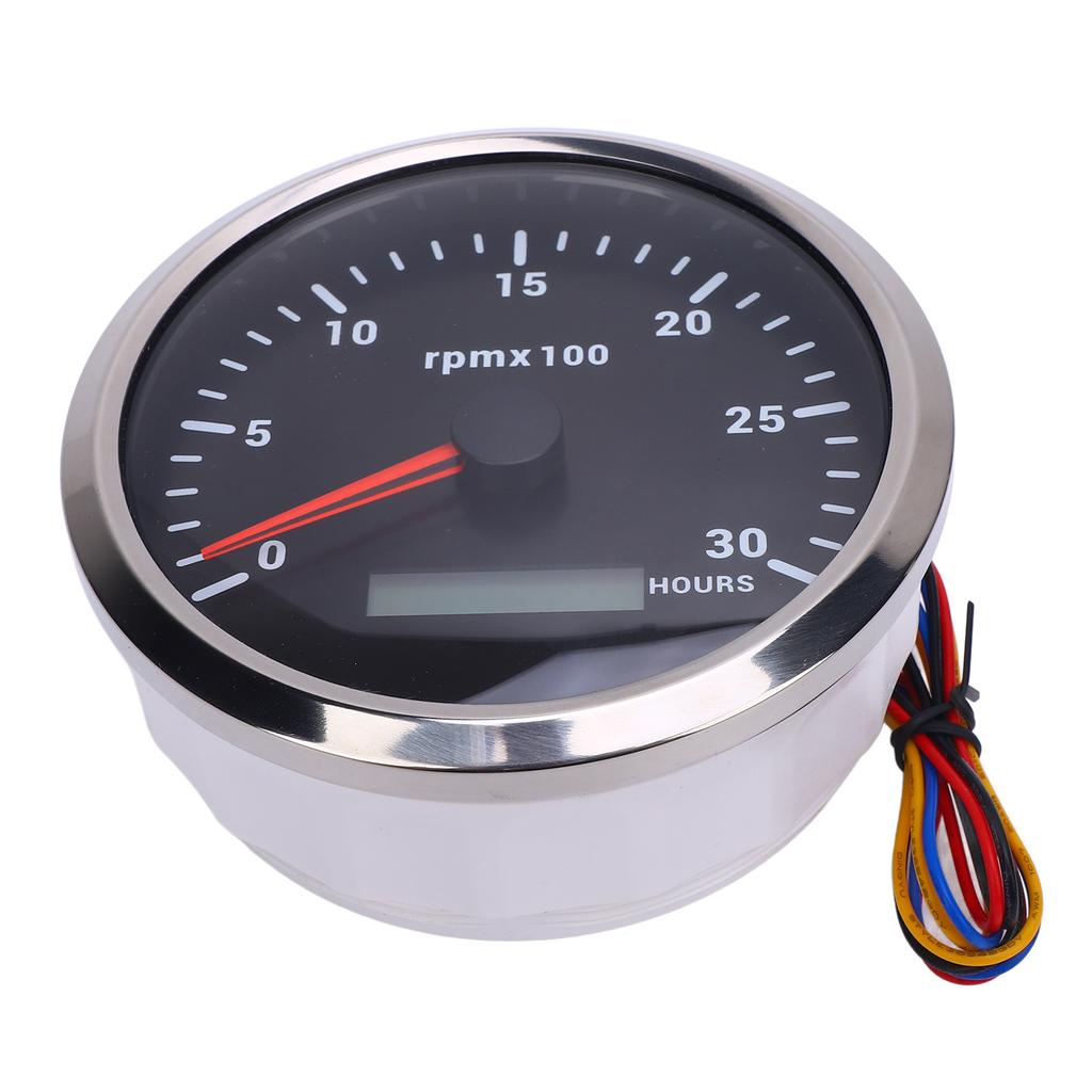 110mm 4 3 8in Tachometer 7 Color Backlight DC 9 32V 3000RPM Gauge with Hour Meter for Car Yacht RV Boat Truck Black