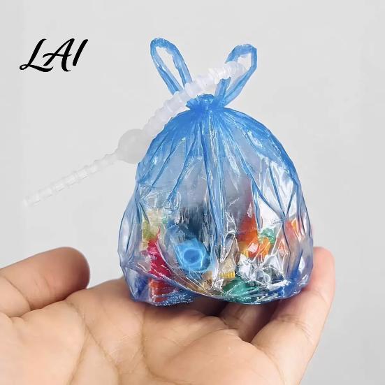 Simulated Trash Bag Toy Garbage Shaker Pendant Lightweight Portable Ornament with Buckle Fun Keyring 3D Printed Creative Novelty Keychain
