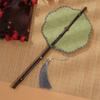 Classical Ancient Style Chinese Bamboo Waist Fan Rotatable Rollable Long Handle Fan with Tassel Decorative Group Fan for Summer