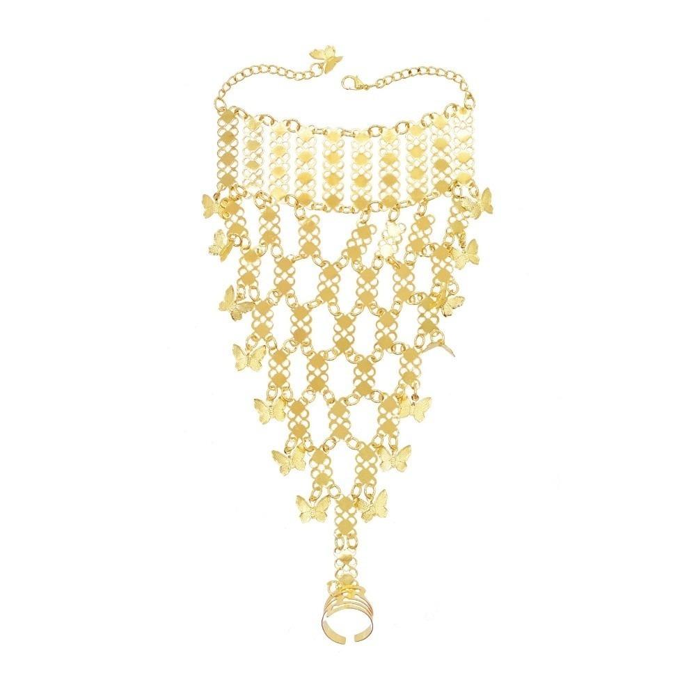 Multi Layer Golden Finger Bracelet Simple Hollow Geometric Pendant Stage Performance