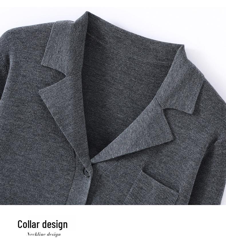 Women's Fashionable Polo Collar Knit Cardigan - 2026 Spring/Summer Collection: Solid Color Long Sleeve Outerwear Top