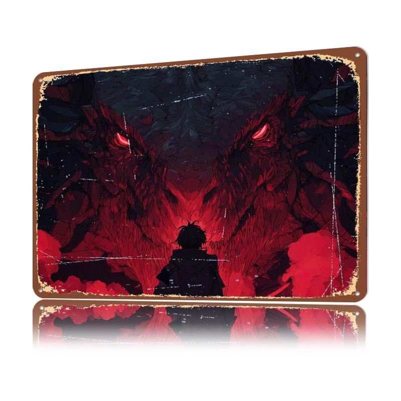 Dragon Confrontation Personalized D Textured Metal Poster Wall Art Vintage Tin Signs for Interior Decoration Living Room House