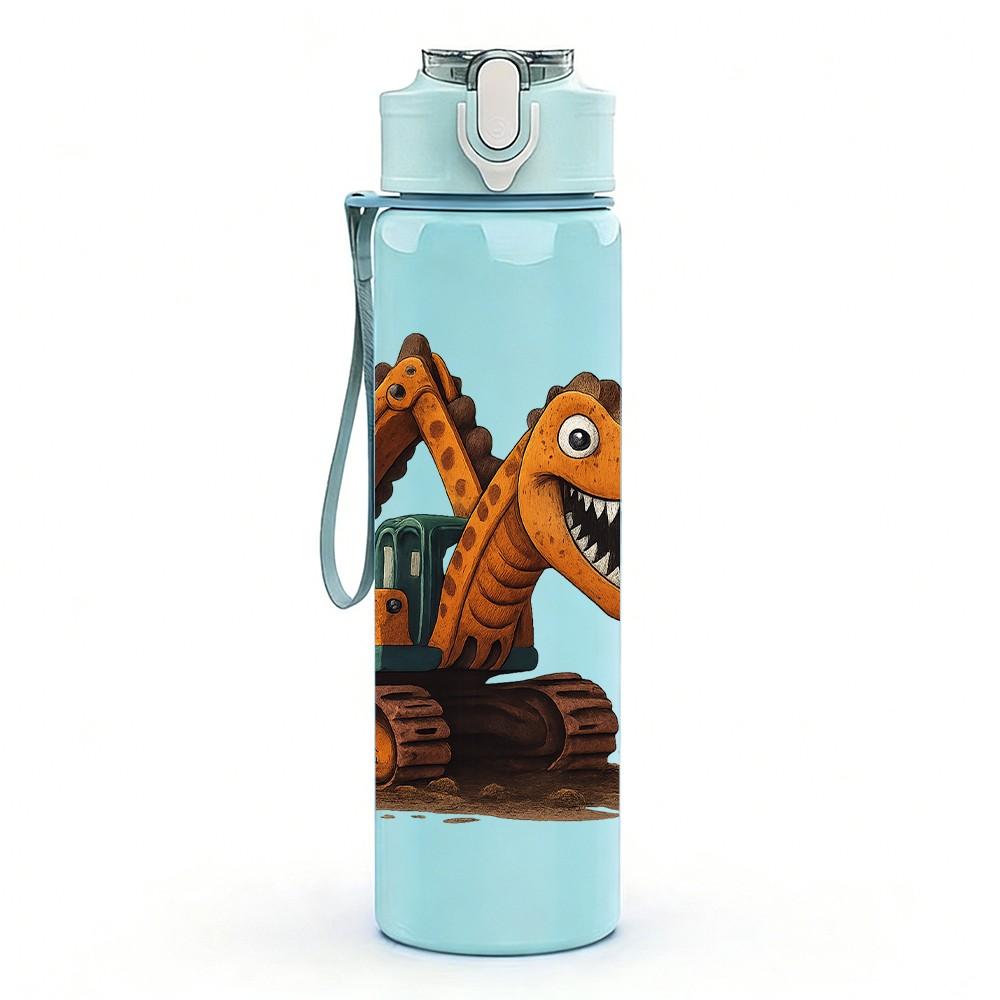 1PC Dinosaur Excavator Toy 750ml Color Plastic Sports Water Bottle Leakproof Flip Straw Lid Suitable for Sports Office Home Use