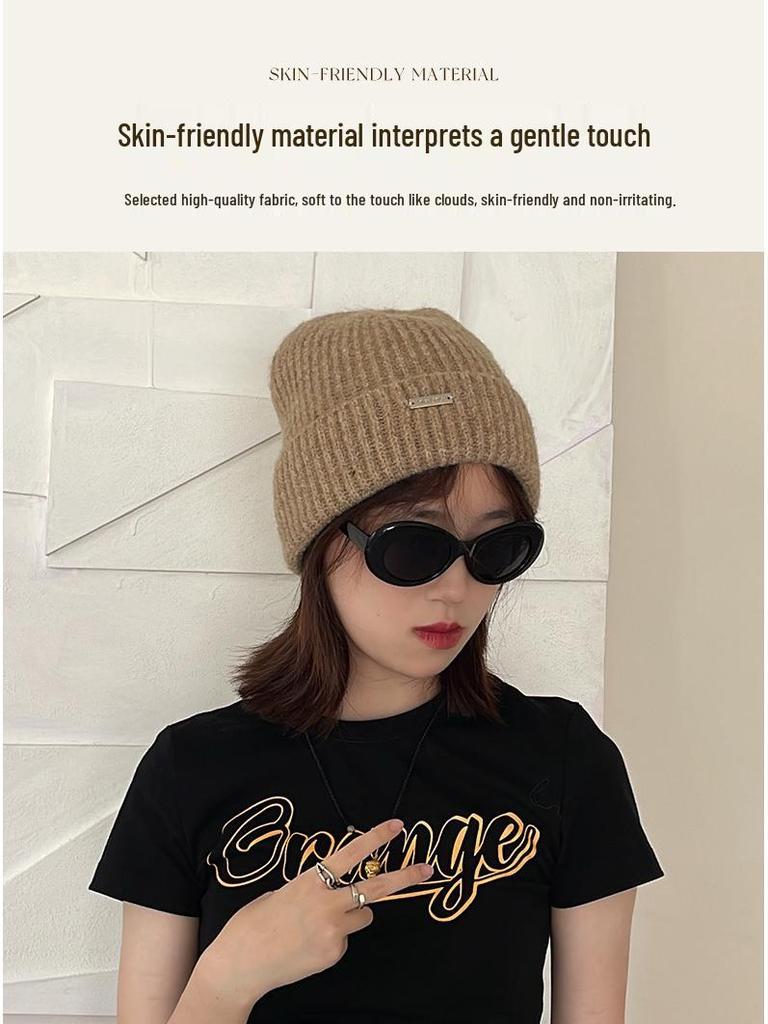 Weiche Damen-Strickmütze aus Wollmischung - Japanischer Stil, Vielseitige & Warme Retro-Wintermütze.