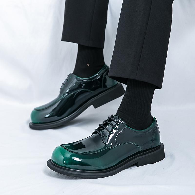 New Men Derby Shoes PU Lace Up Low Heel Round Toe Business Formal Men Shoes