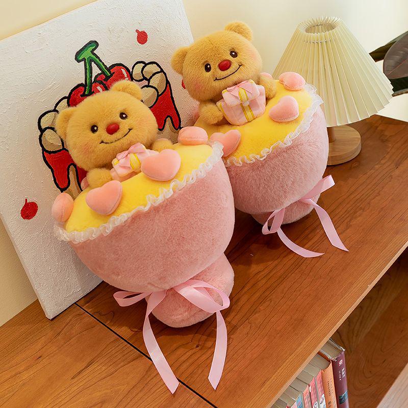 Butter Gift Box Bear Bouquet: Cute Plush Doll for Valentine's Day Girlfriend Gift