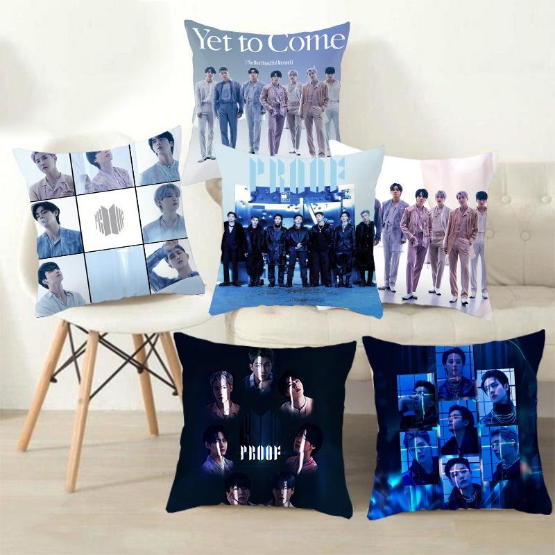 Kpop 18in Bts Bangtan Boys Cushion Cover Decorative Soft Pillow Case Peach Skin
