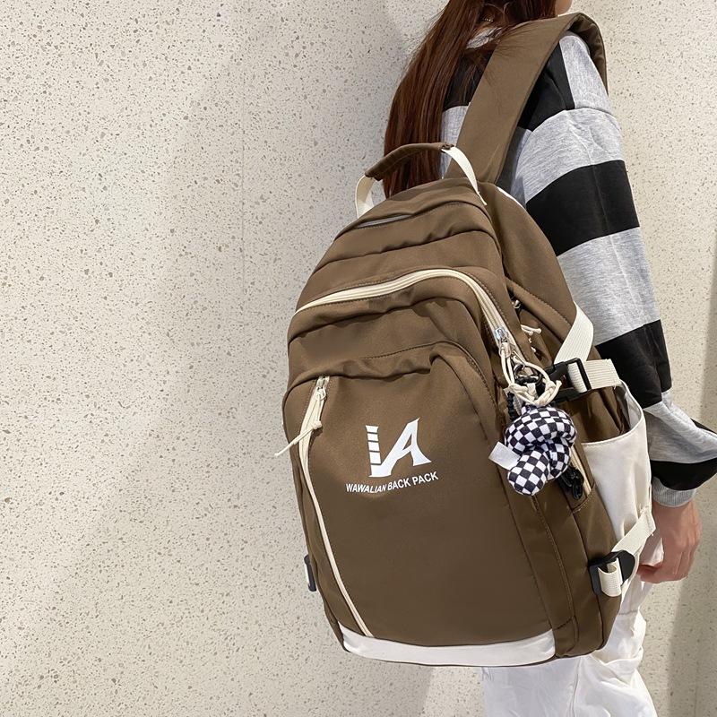 

Простой студенческий рюкзак для школы Женский рюкзак для старшеклассницы Рюкзак для ученика средней школы Большой вместимости парный рюкзак хаки