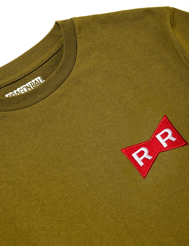 Dragon Ball Z Short Sleeve Goku and Majin Buu Capsule Corporation Red Ribbon Khaki Ribbon Size S Men's T-Shirt, Army, (Red Army),