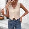 Women's Sleeveless Vest Top V Neck Button Down Crop Tank Top Summer Going Out