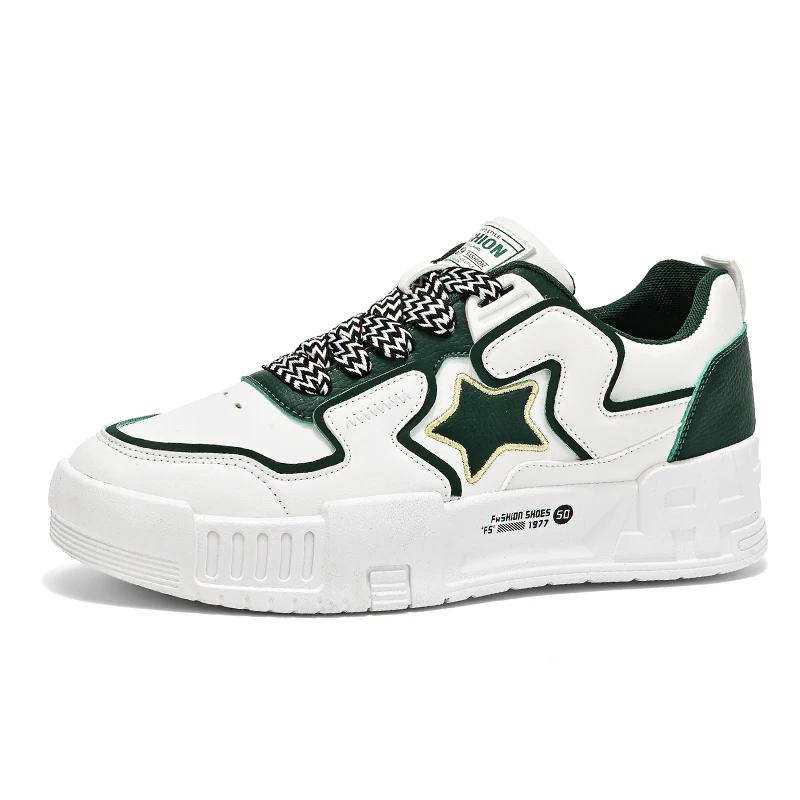 Fashion Green Star Chunky Men's Skateboard Sneakers Non-slip Breathable Men Casual Sports Shoes Comfortable Man Trendy Sneakers
