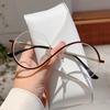 Fashion Semi-Rimless Round Frame Women's Ins Brand Design Pink Glasses Blue Light Blocking Retro Metal Decor Eyewear