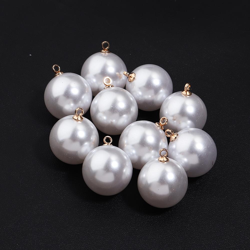 10-20 pcs/lot 6-20mm Round ABS Imitation Pearl Beads Pendant Beige White Charms For Jewelry Making DIY Fashion Necklace Earrings