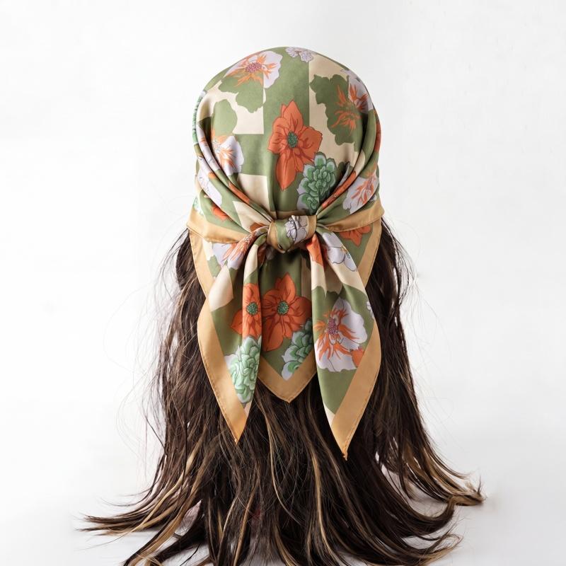 Print Silk Scarf Fashion Turban Hijab Luxury Bandana Headscarf Shawl Neckerchief Handkerchief Headband Windproof Square Female