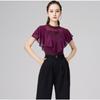 Women Summer Party Dress Latin Dance Flounce Practice Long Sleeve Performance