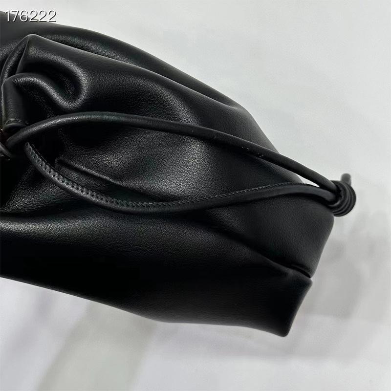 2024 Genuine Leather Trendy Pleated Bucket Bag - Small Drawstring Lucky Dumpling Messenger