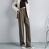 Fashion New Solid Straight Casual Wide Leg Pants Women Elegant Slim Fit High Waist Suit Pants Women Pockets Simple Office Ladies Trousers 25896