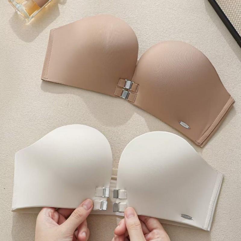 Womens Push Up Strapless Bra Invisible Backless Bandeau With Front