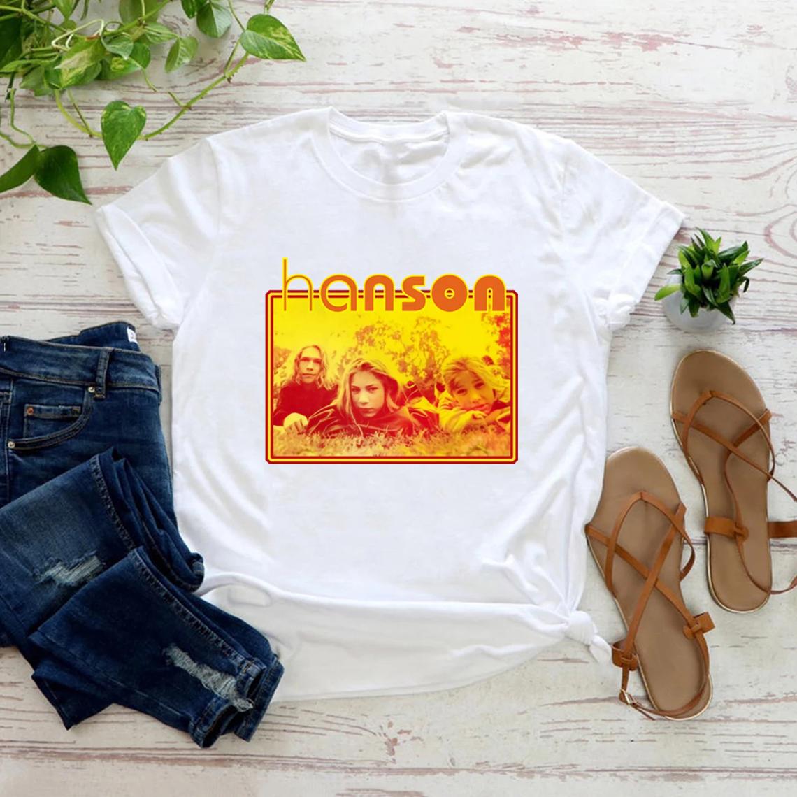 

Mmmbop hanson T Shirt 90s classic pop rock retro unisex band shirt hanson music group short sleeve music album Harajuku top 4XL