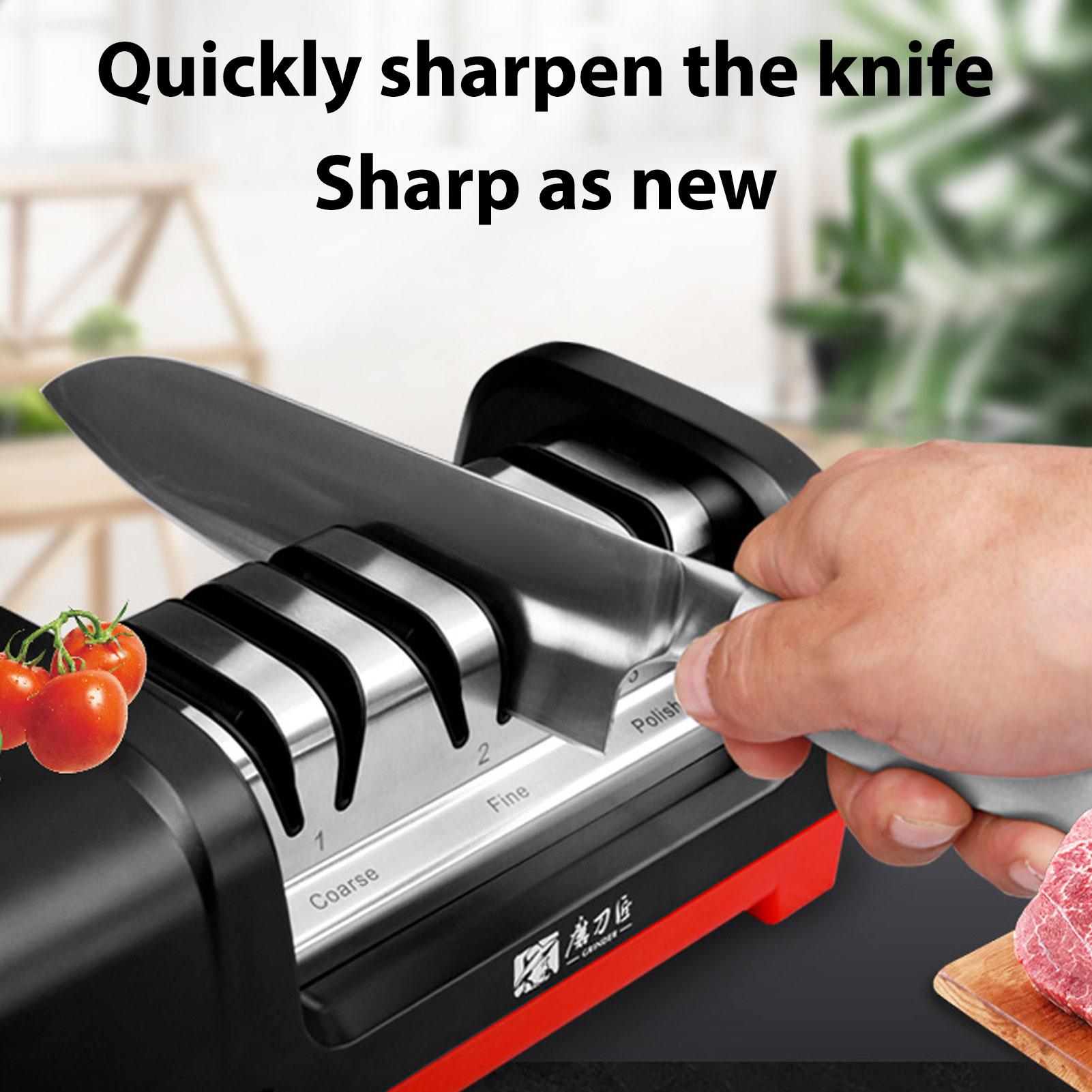 TG2101 Electric Knife Sharpener 3-Stage Angle Guided Professional Knife Sharpener 15° Angle Guide Spring-Loaded for MetalCeramic S