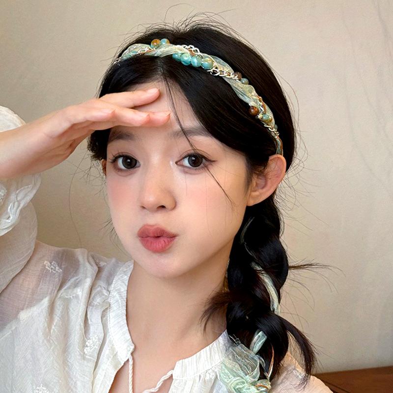 1 Pc Waist Chain Bohemia Hat Rope Retro Style Silk Rbbon Ethnic Style Headwear Compilation And Distribution Beaded Headband