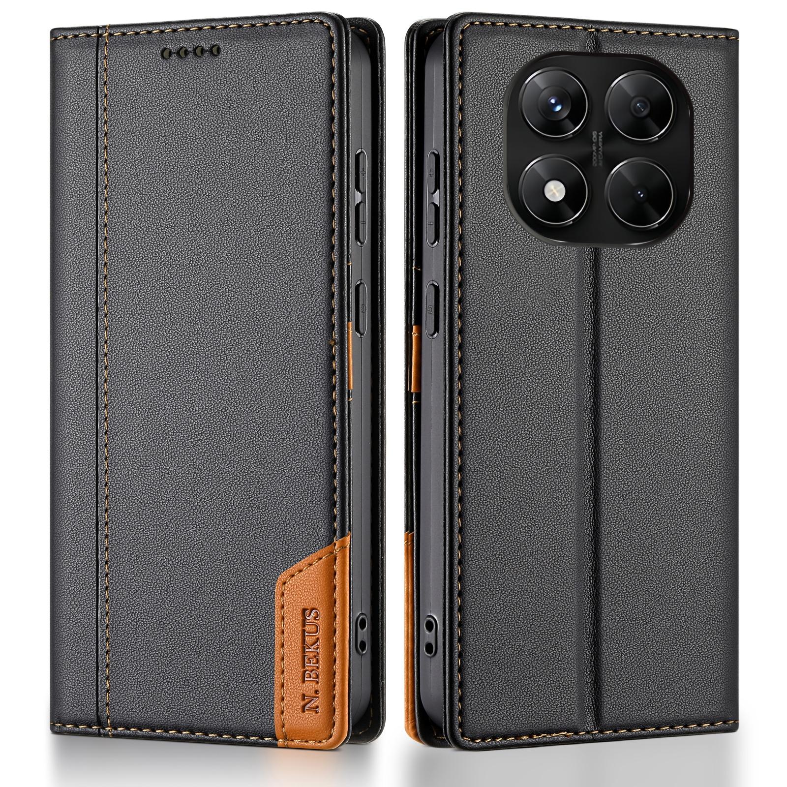 

Кожаный чехол-книжка с магнитной застежкой и слотами для карт для Xiaomi Redmi Note 14 Pro Plus 13 12 11 14C 13C, Бизнес-чехол с RFID-защитой Redmi 12C чёрный