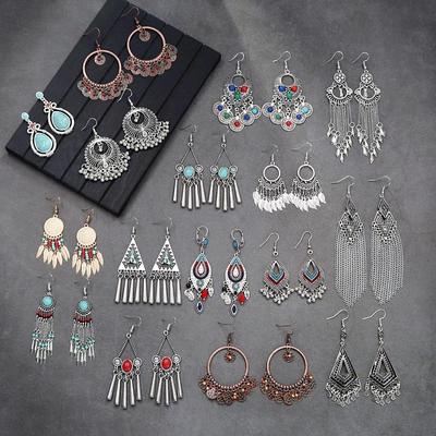 Women's Vintage Ethnic Bohemian Tassel Long Earrings, Holiday Personality Hypoallergenic Allergy-Free Sensitive Ears Ear Jewelry