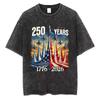 Vintage Washed Cotton TShirt Men  Years USA Independence Day  Graphic Tee Fighter Jet Patriotic Acid Wash