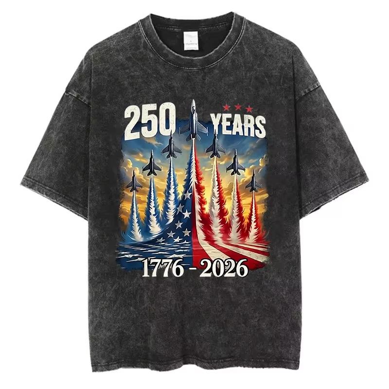 

Mens Washed Cotton TShirt America Graphic Tee July th USA Independence Day Patriotic Vintage Streetwear TShirt 2XL