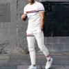 Summer Fashion Striped Simplest Bee Pattern 3D Printed Fashion Short Sleeved T-shirt Long Pants Men's Set