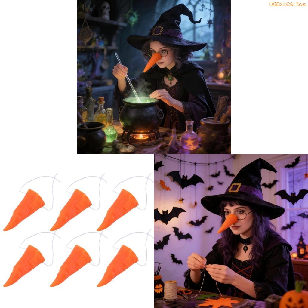 K1AE 6Pcs Realistic Plastic Witch Nose Witch Costumes Accessory For Adults Kids Theatrical Halloween And Festival Celebration
