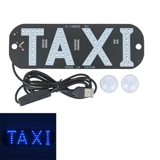 LED Indicator Light Waterproof Taxi Sign Lamp with USB Power Car Windshield Light Stickers for Ride-Hailing Cars Grab Taxi